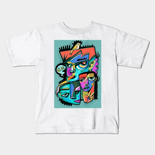 Crazy faces Kids T-Shirt by Daria Kusto